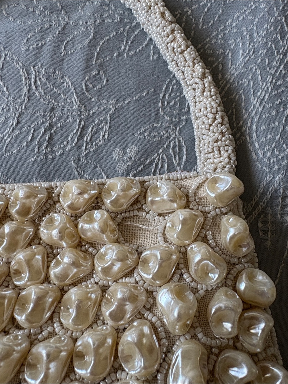 Zara Pearl-Embellished Cream Mini Top-Handle Bag - Picture 4 of 5